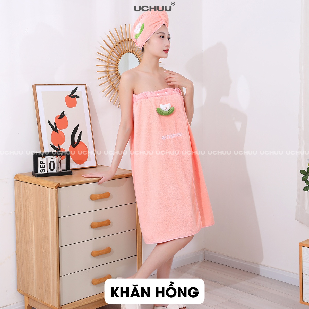 Khăn Tắm Quấn Thêu Hình