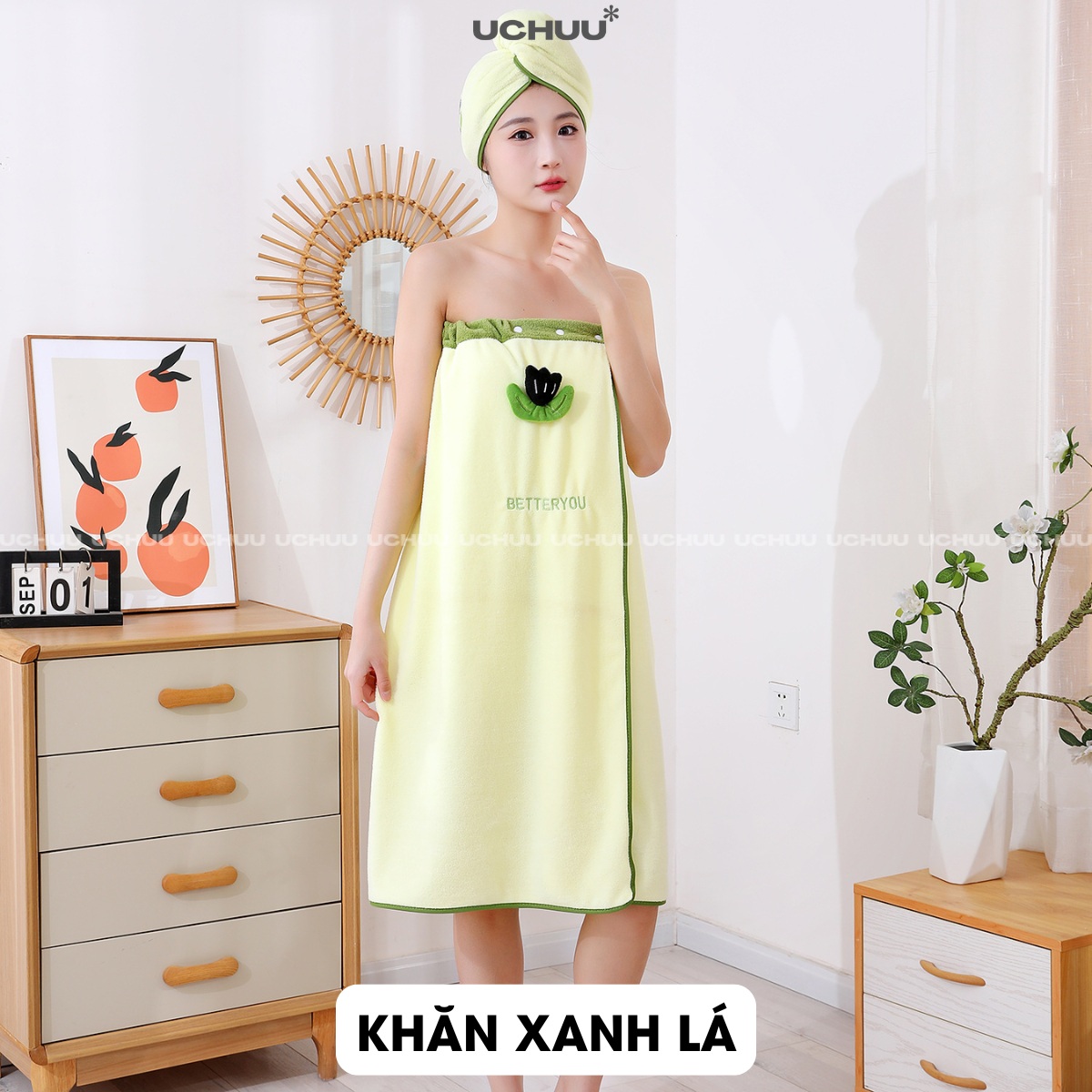 Khăn Tắm Quấn Thêu Hình
