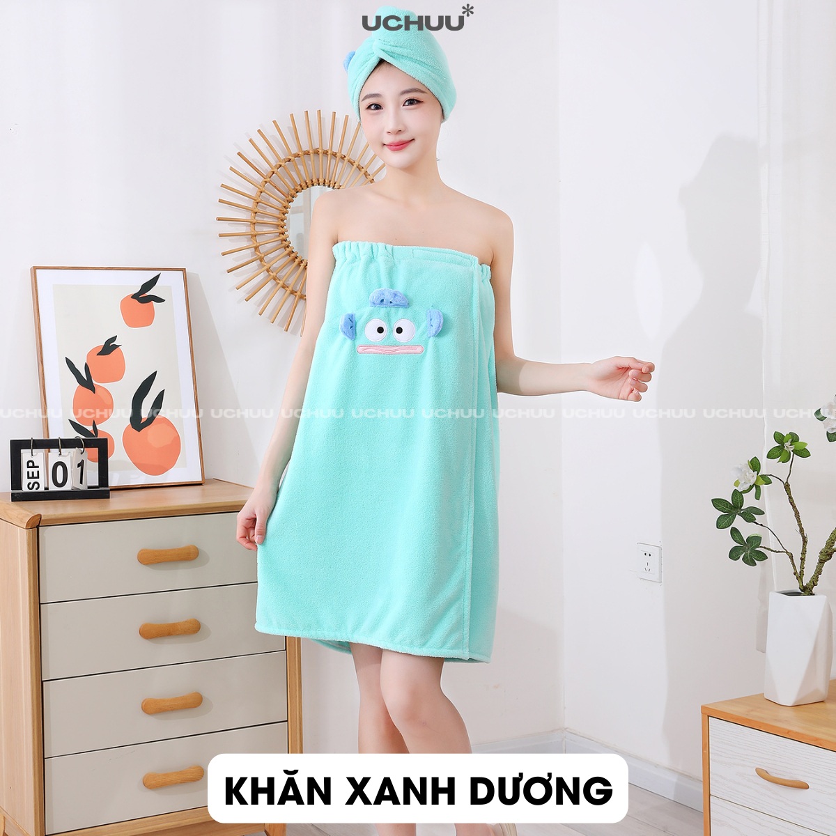 Khăn Tắm Quấn Thêu Hình