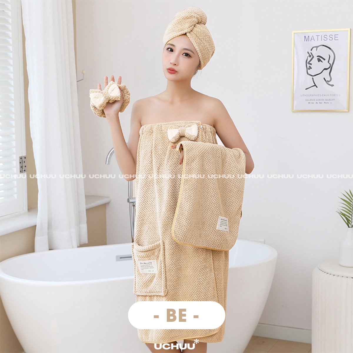 [Bộ 5 Món] Set Khăn Tắm Quấn