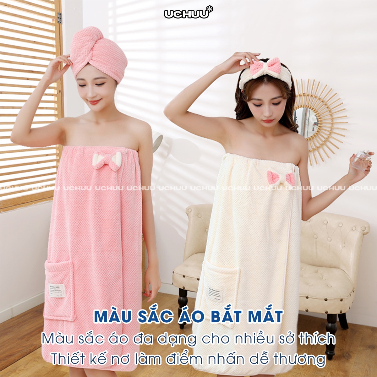 [Bộ 5 Món] Set Khăn Tắm Quấn