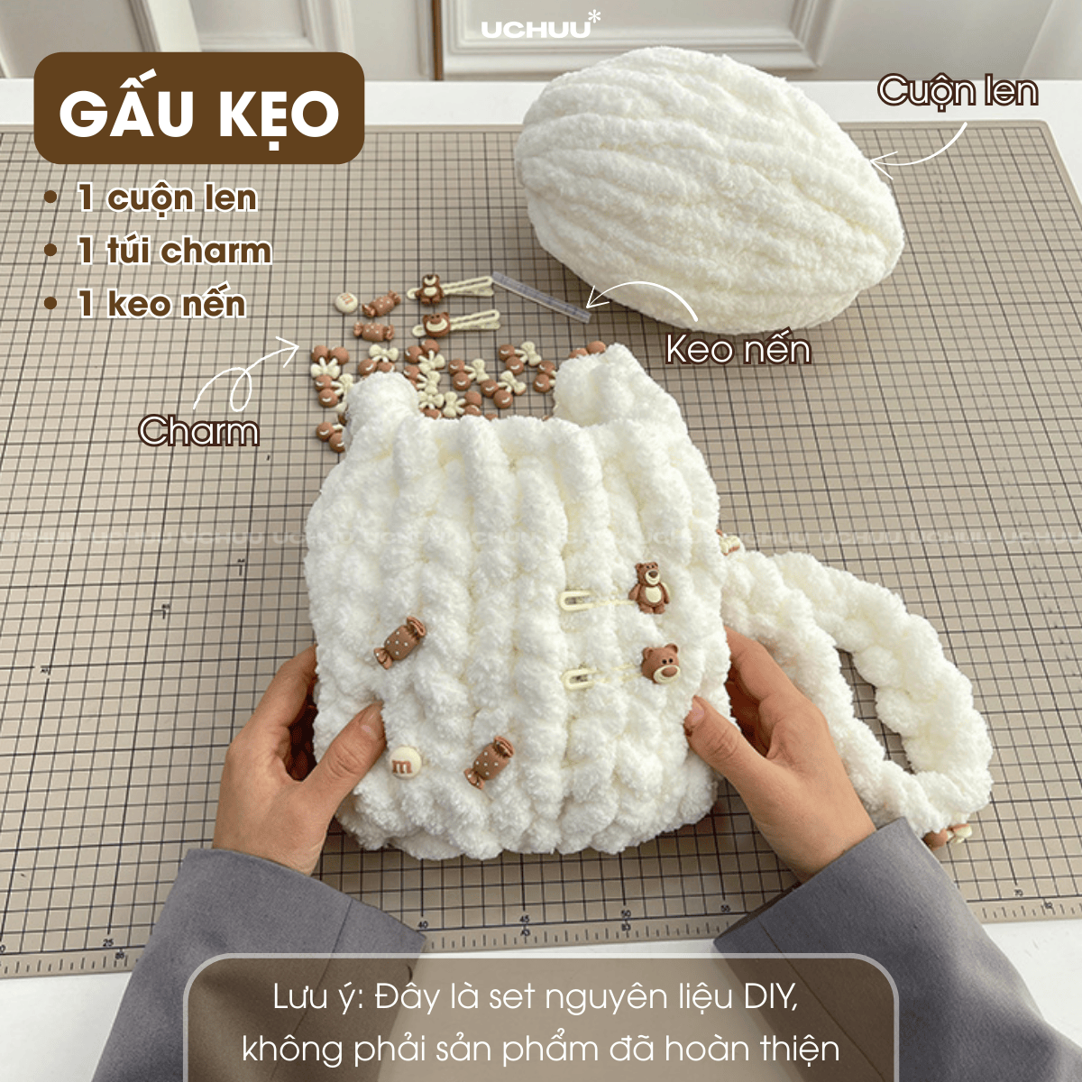 Set Túi Đeo Chéo Len Bông