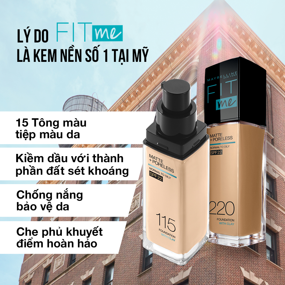 Kem Nền Che Phủ Tốt Maybelline Fit Me Matte SPF 22 30ml