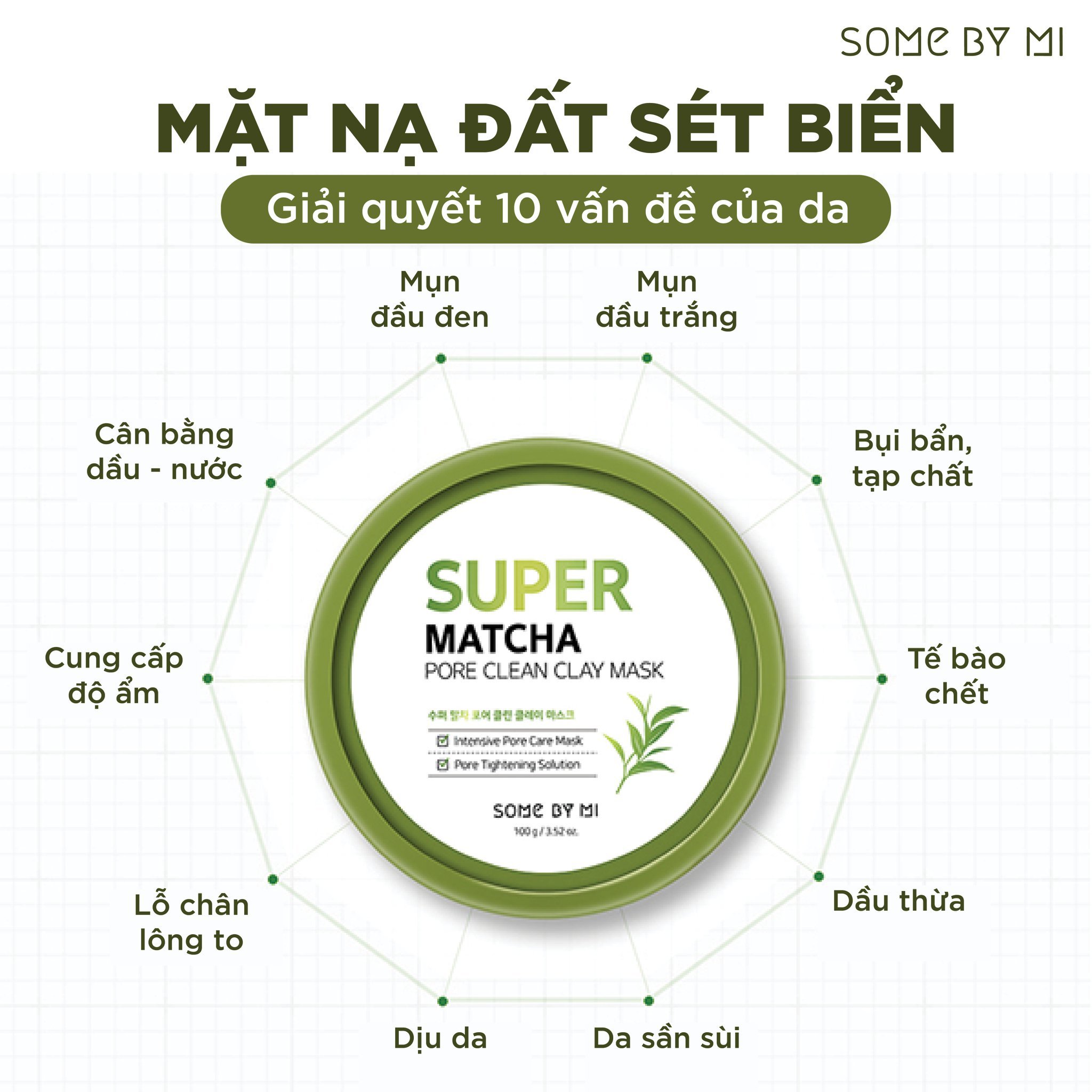 Mặt Nạ Đất Sét Làm Sạch Lỗ Chân Lông Some By Mi Super Matcha Pore Clean Clay Mask 100g