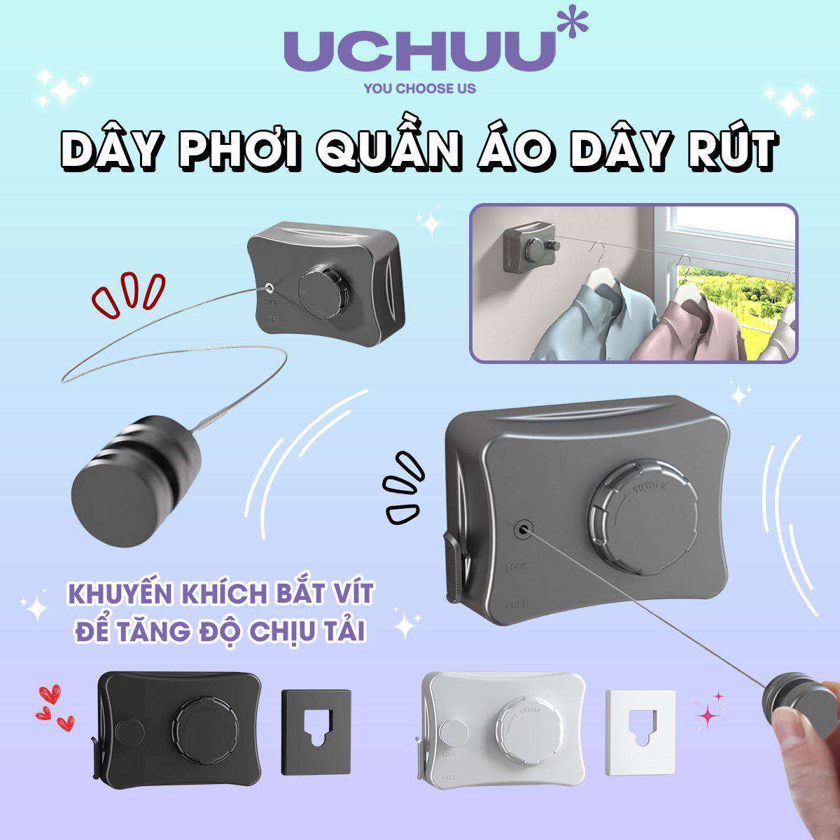 Dây Phơi Quần Áo Dây Rút