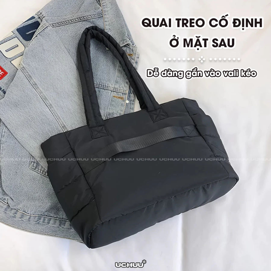 Túi Tote Phao UCHUU Chần Bông, Túi Công Sở Đeo Vai Phong Cách Hàn Quốc Đựng Laptop Đi Học, Du Lịch