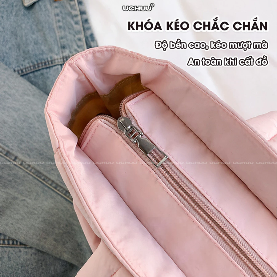 Túi Tote Phao UCHUU Chần Bông, Túi Công Sở Đeo Vai Phong Cách Hàn Quốc Đựng Laptop Đi Học, Du Lịch