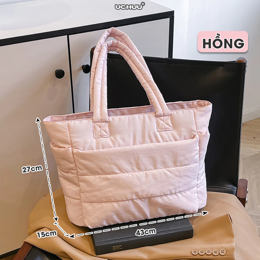 Túi Tote Phao UCHUU Chần Bông, Túi Công Sở Đeo Vai Phong Cách Hàn Quốc Đựng Laptop Đi Học, Du Lịch