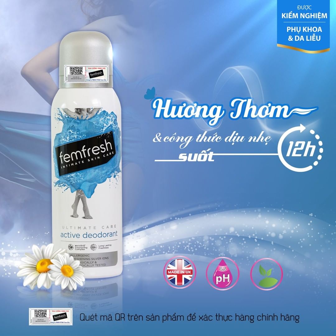Xịt Thơm Vùng Kín Chai Xanh Femfresh Freshness Deodorant Spray 125ml