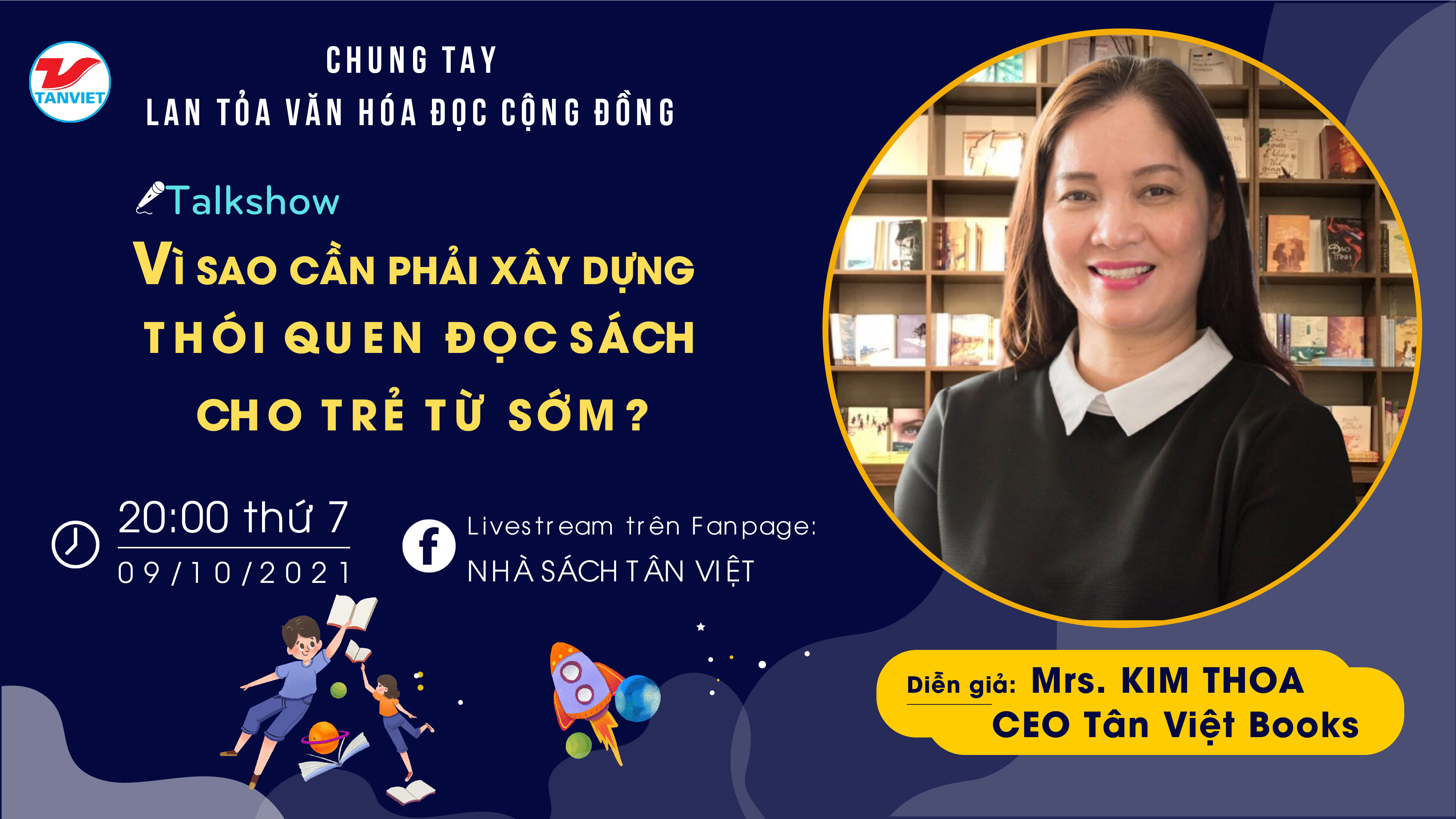 Ceo hệ thống Nhà sách Tân Việt Nguyễn Kim Thoa: Chung tay lan tỏa văn hóa đọc cộng đồng.