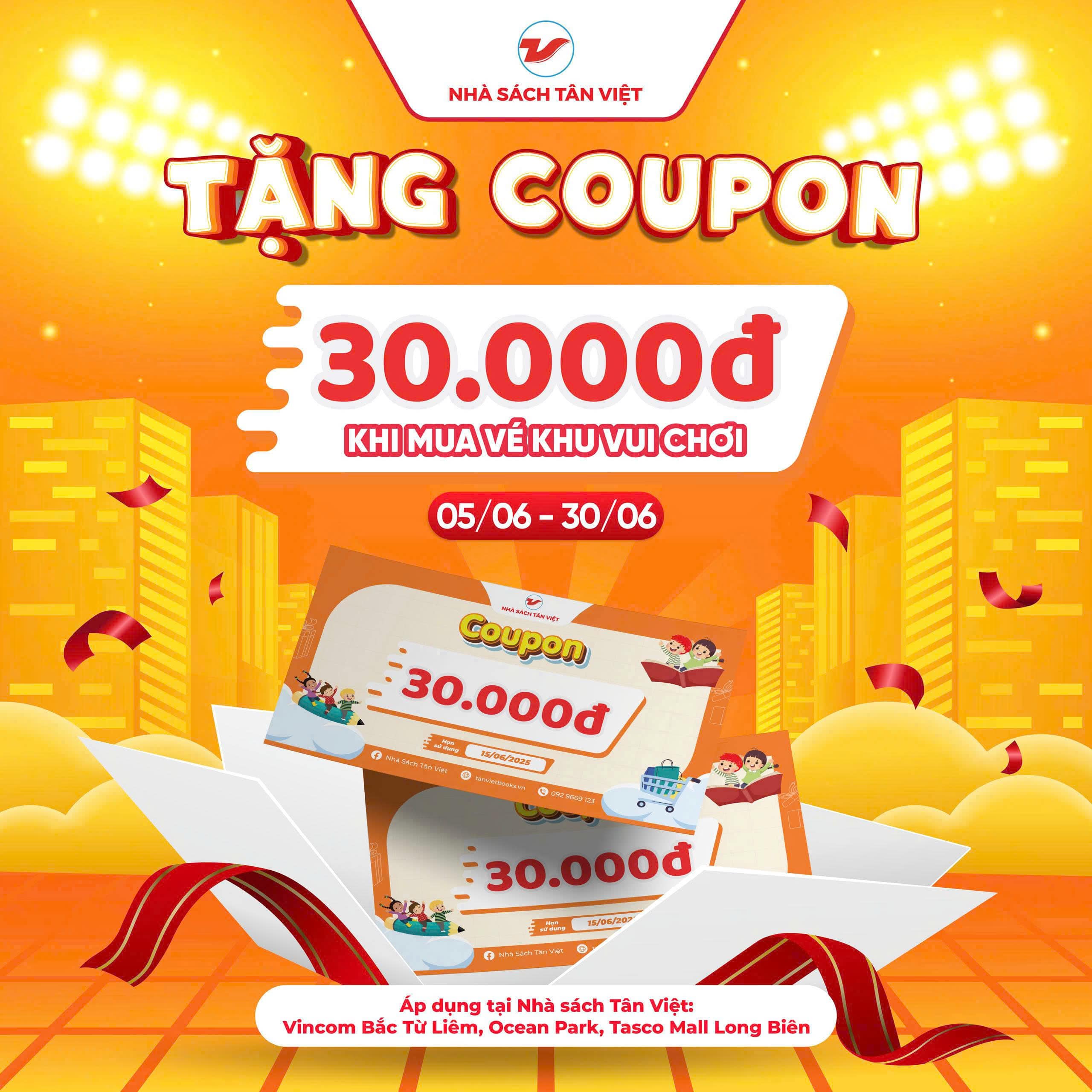 Ưu đãi tặng coupon 30k khi mua vé khu vui chơi Tân Việt Wonderland