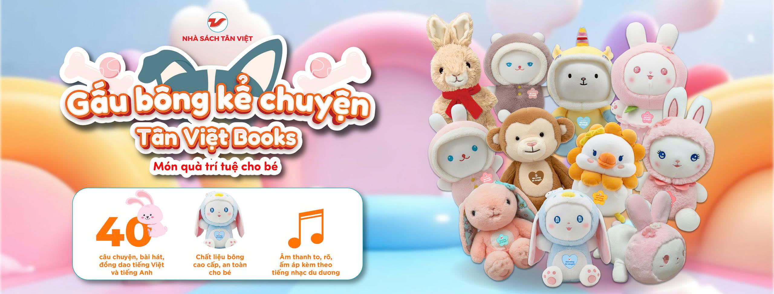 Gấu bông kể chuyện Tân Việt Books (19 mẫu) - Món quà trí tuệ cho bé