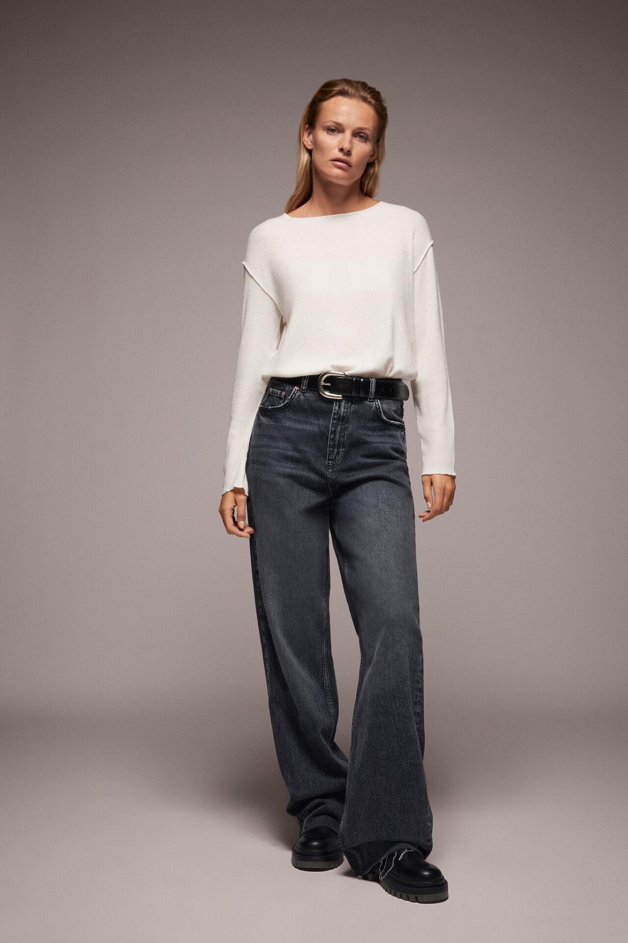 QUẦN JEANS ZARA NỮ ỐNG RỘNG MÀU ĐEN - 6840/251