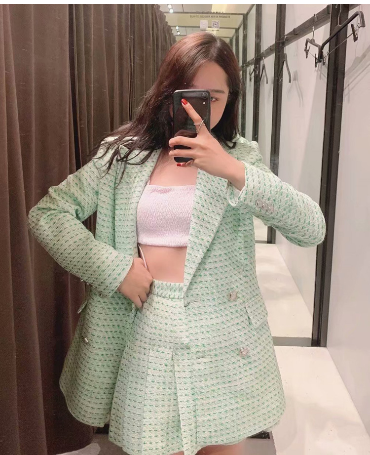 Bộ áo blazer tay ngắn và chân váy xếp midi thanh lịch - Hàng đẹp với giá  tốt nhất