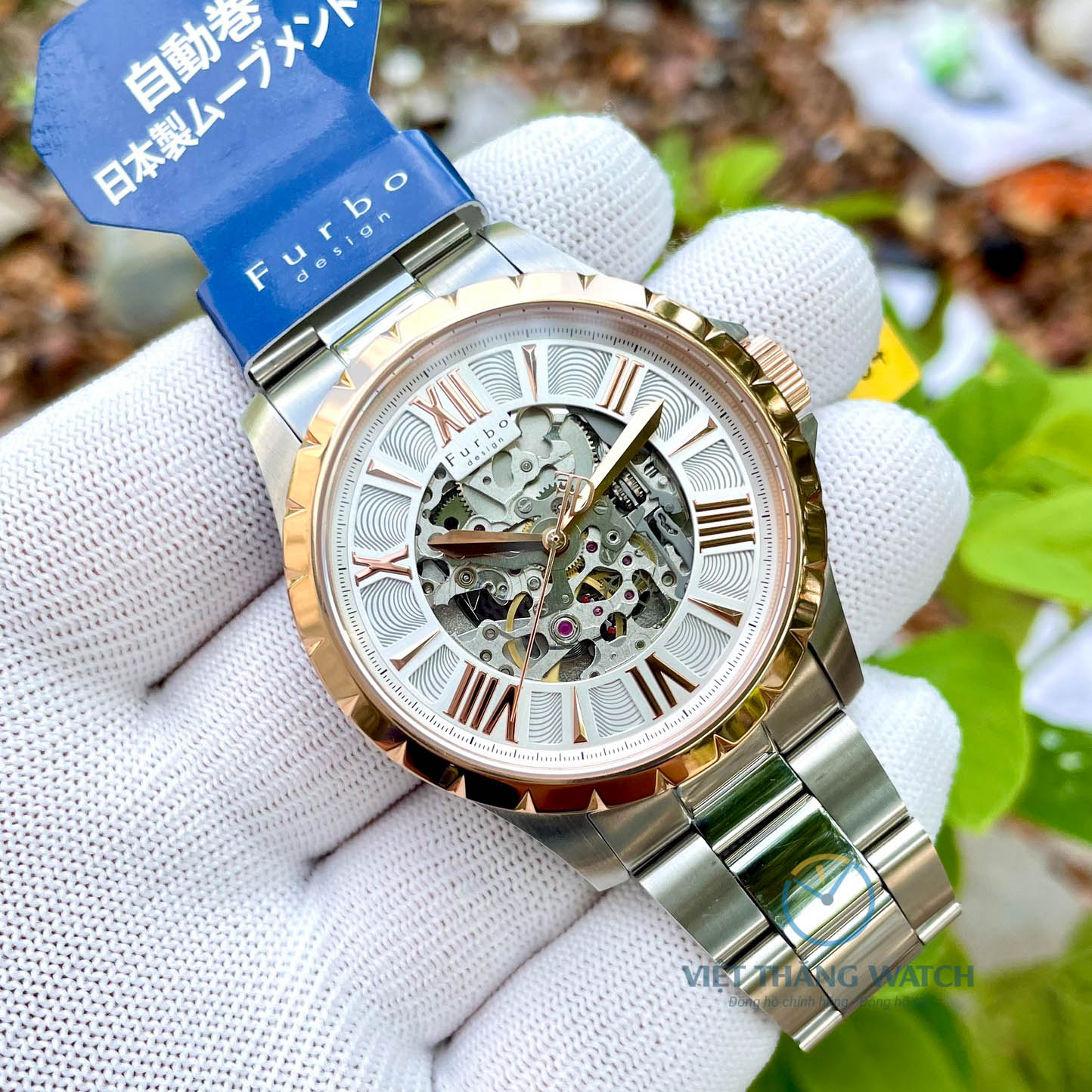 FURBO DEMI HỒNG F5021 - NAM - AUTOMATIC (CƠ) - ĐƯỜNG KÍNH 42MM - KÍNH KHOÁNG