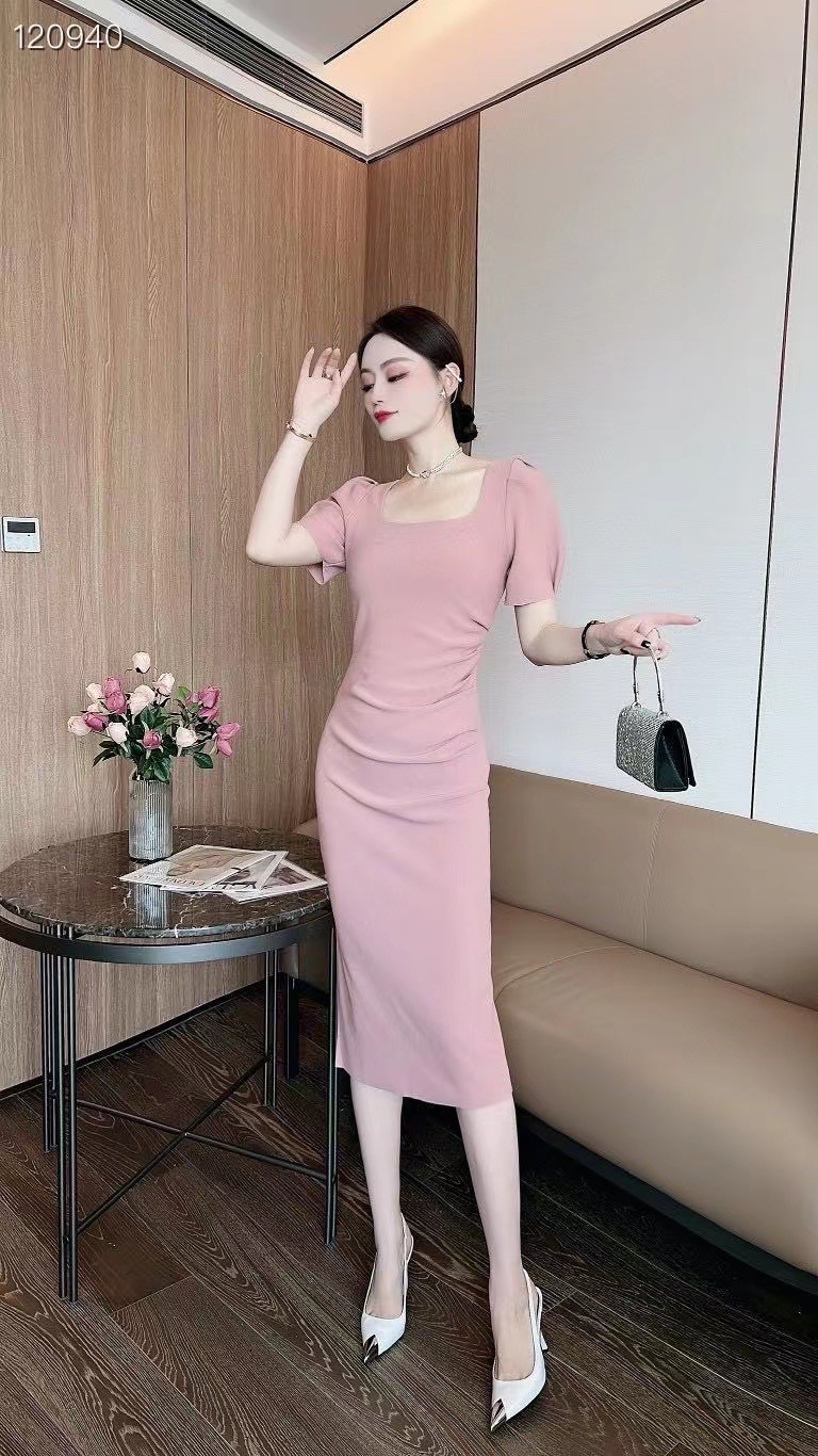 Mua Đầm váy suông dáng bèo cổ tàu siêu dễ thương màu hồng nhạt thanh lịch  thời trang nữ dạo phố dự tiệc  Tiki