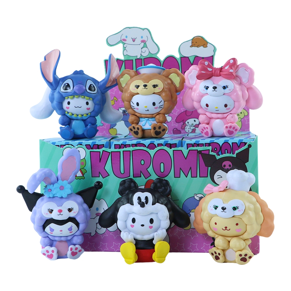 Mô hình kuromi bộ 6 kuromi cosplay blind box - cao 9.5cm - Nặng 500gram - Bọc Túi - Hộp Màu K24-T2-S11