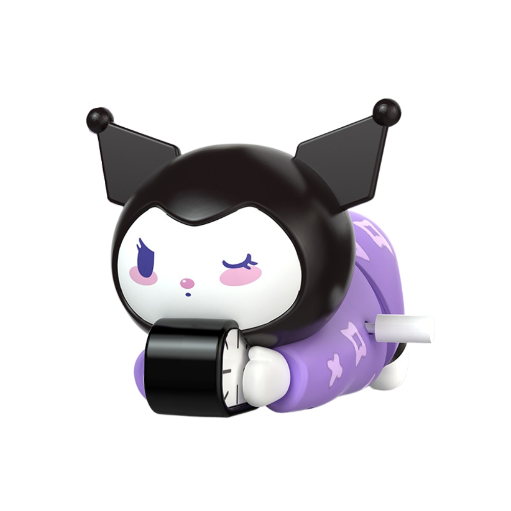 mô hình kuromi nằm bò chạy cót áo tím - cao : 5.5cm dài 10cm - figure shin - hộp màu - K77-T5-S10