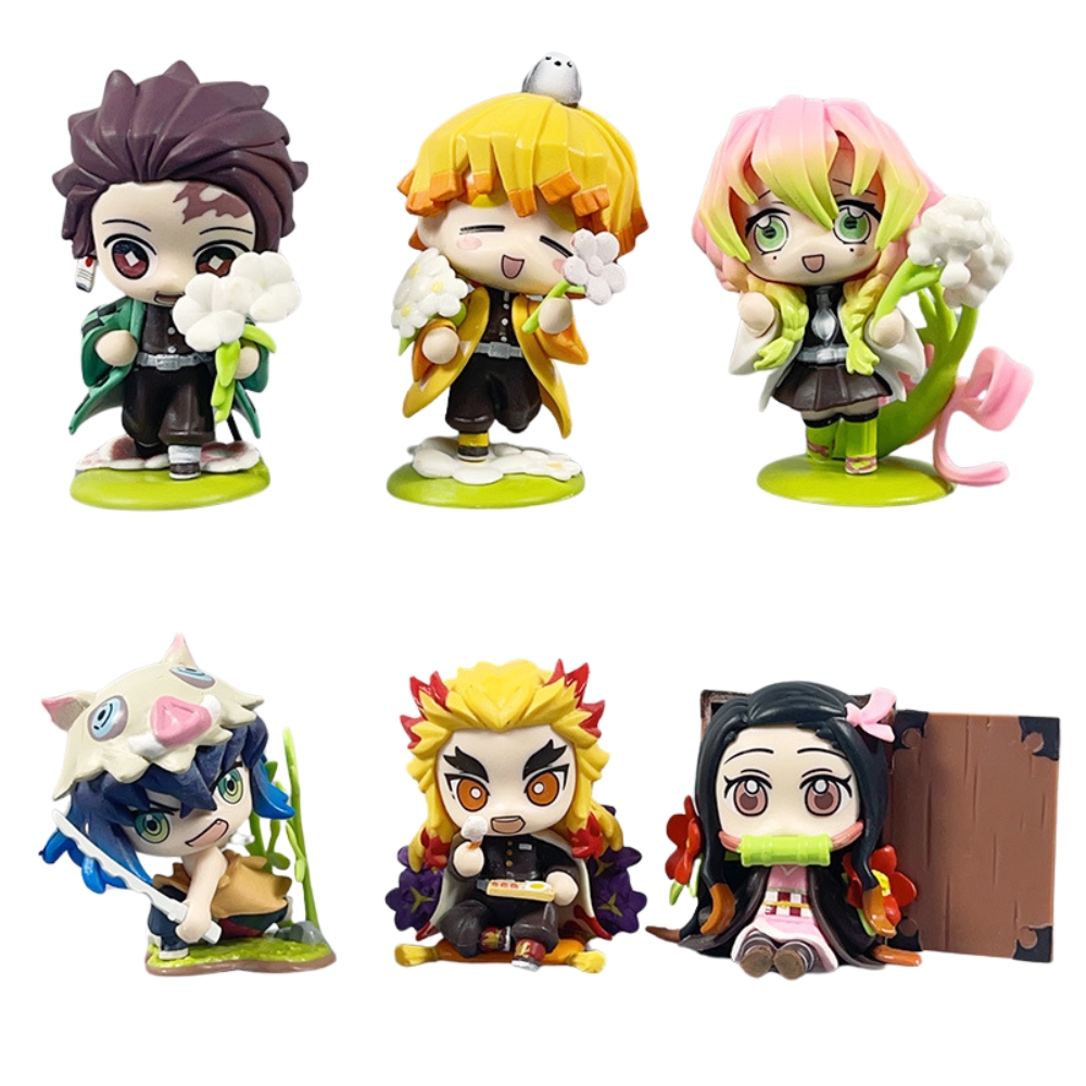 Hàng Cao Cấp -  Mô hình Kimetsu - Bộ 6 Nhân Vật Lưỡi Quỷ - Cao : 6-9cm - Nặng : 400gram - Kimetsu No Yaiba - No Box - N3-K45-T1-S3