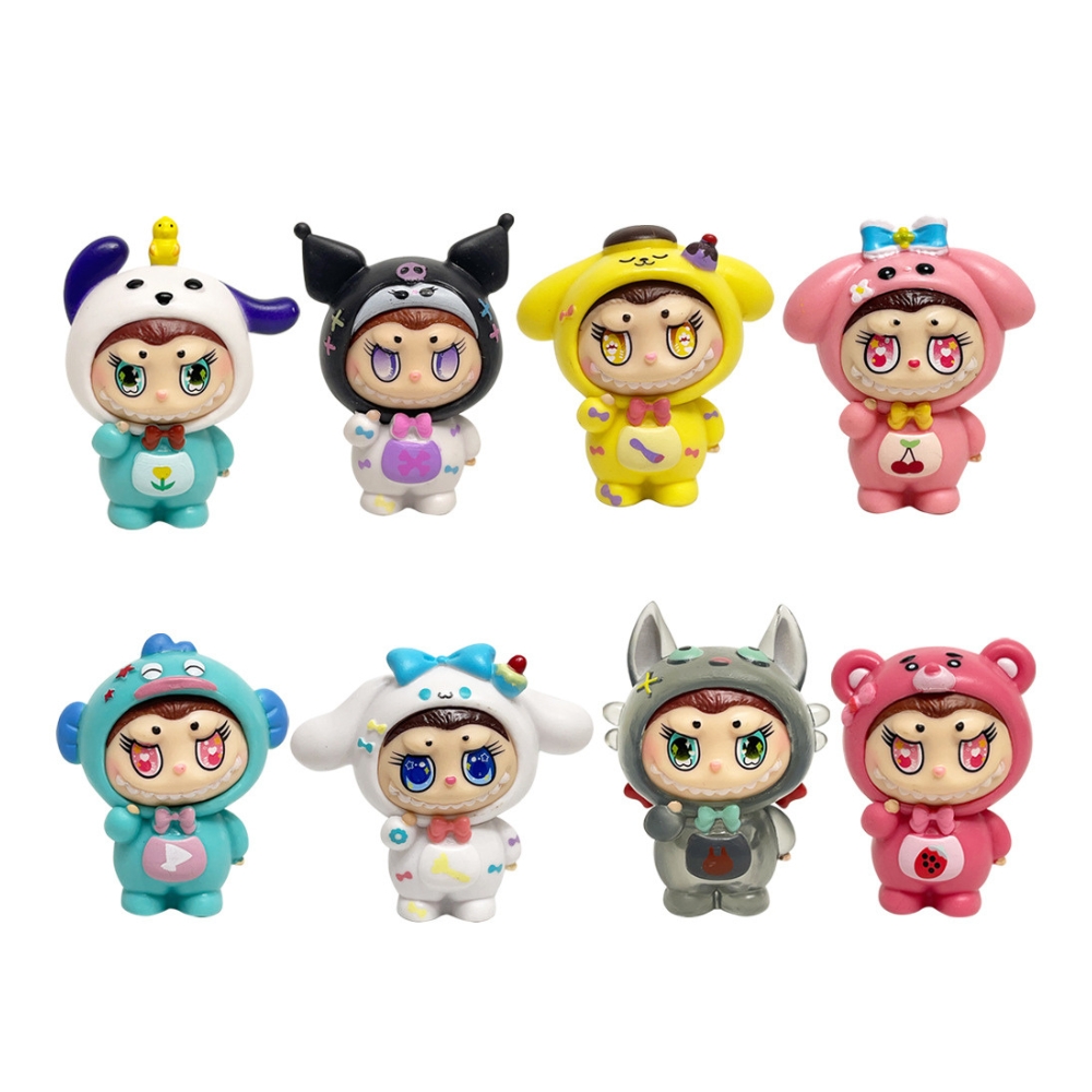 Hàng Cao Cấp - Mô hình labubu bộ 8 labubu cosplay blind box - cao 8cm - Nặng 300gram - Bọc Túi - Hộp Màu K23-T2-S9