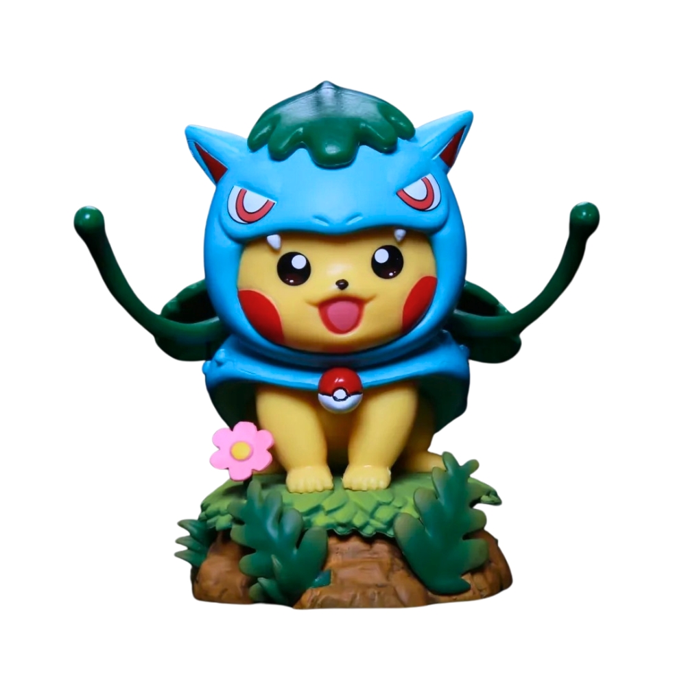Hàng Cao Cấp -  Mô Hình Pokemon pikachu cosplay Fushigibana bản cao cấp - Cao : 12cm - Nặng : 300gram - Figure pokemon - Full Box - K9-T3-S7