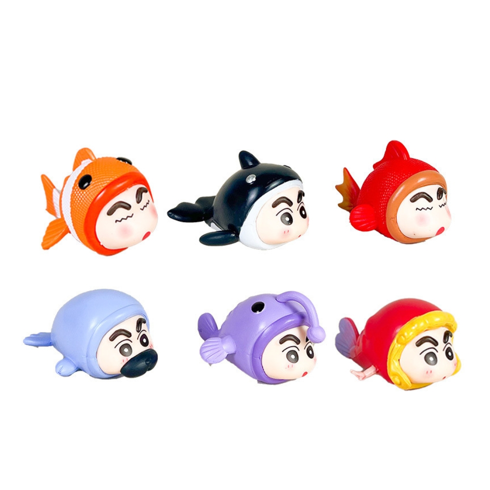 Mô Hình bộ 6 Shin bút chì cosplay cá - Cao 4.5cm - nặng 300gram - Figure Cậu Bé Bút Chì - bọc túi OPP - Hộp Màu - HM57 -K14-T1-S4