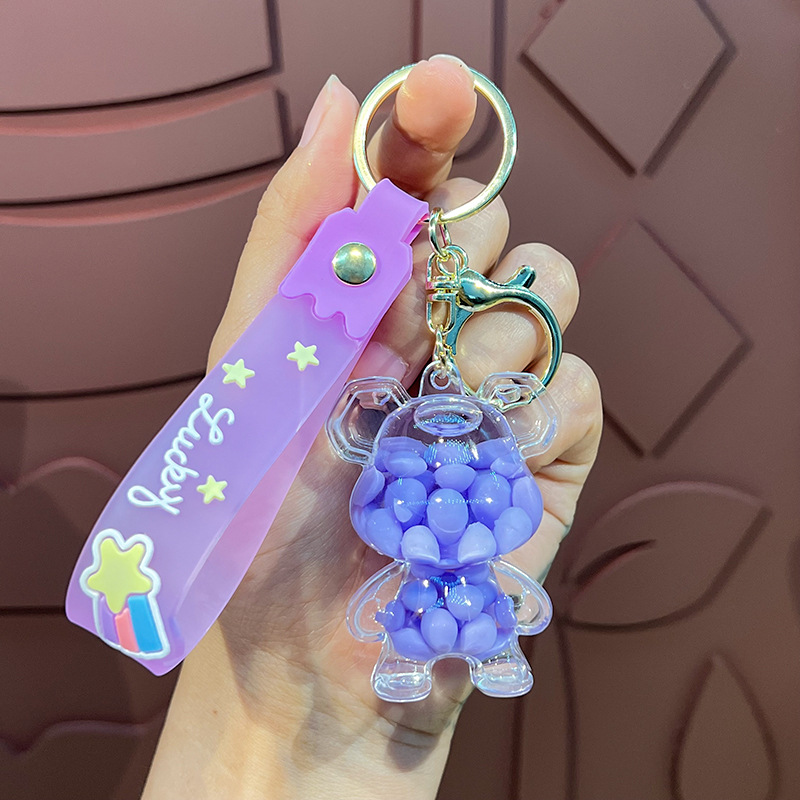 Móc khoá gấu tím - Dây móc dài : 10.5cm - Mô Hình Cao : 4cm dài 7cm - Nặng : 50gram - No Box : bọc túi OPP N3-K17-T6-S3