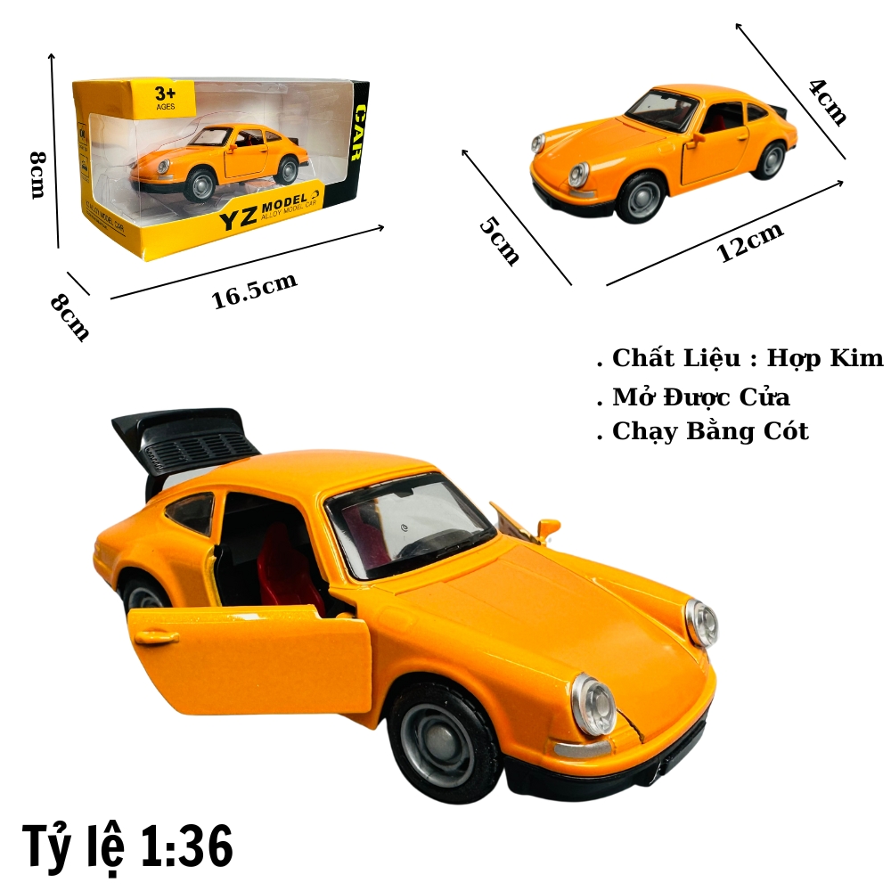 Mô Hình xe poscher cổ cam - tỉ lệ 1:36 Hợp kim có thể mở cửa - bánh sau chạy cót - Dài 12cm - rộng 5cm - cao 4cm - nặng : 200gram - FULL BOX : box màu - SKU : oto263 - K67-T2-S9