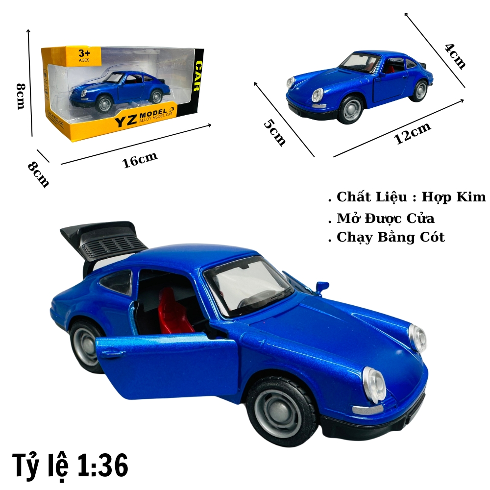 Mô Hình xe poscher cổ xanh dương - tỉ lệ 1:36 Hợp kim có thể mở cửa - bánh sau chạy cót - Dài 12cm - rộng 5cm - cao 4cm - nặng : 200gram - FULL BOX : box màu - SKU : oto264 - K64-T2-S4