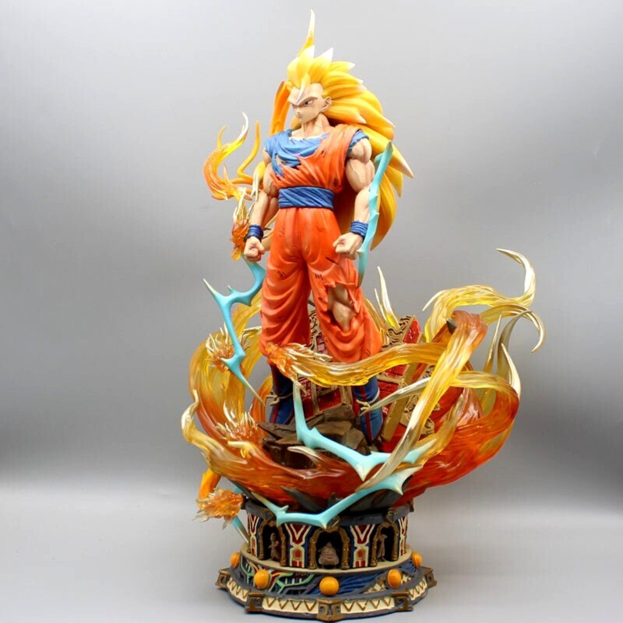 Mô hình DragonBall SonGoku SSJ3 base siêu chất 2 đầu thay thế  hàng cao  cấp  Cao 40cm  Nặng 3900 Gram  Dragon Ball  Có Hộp màu