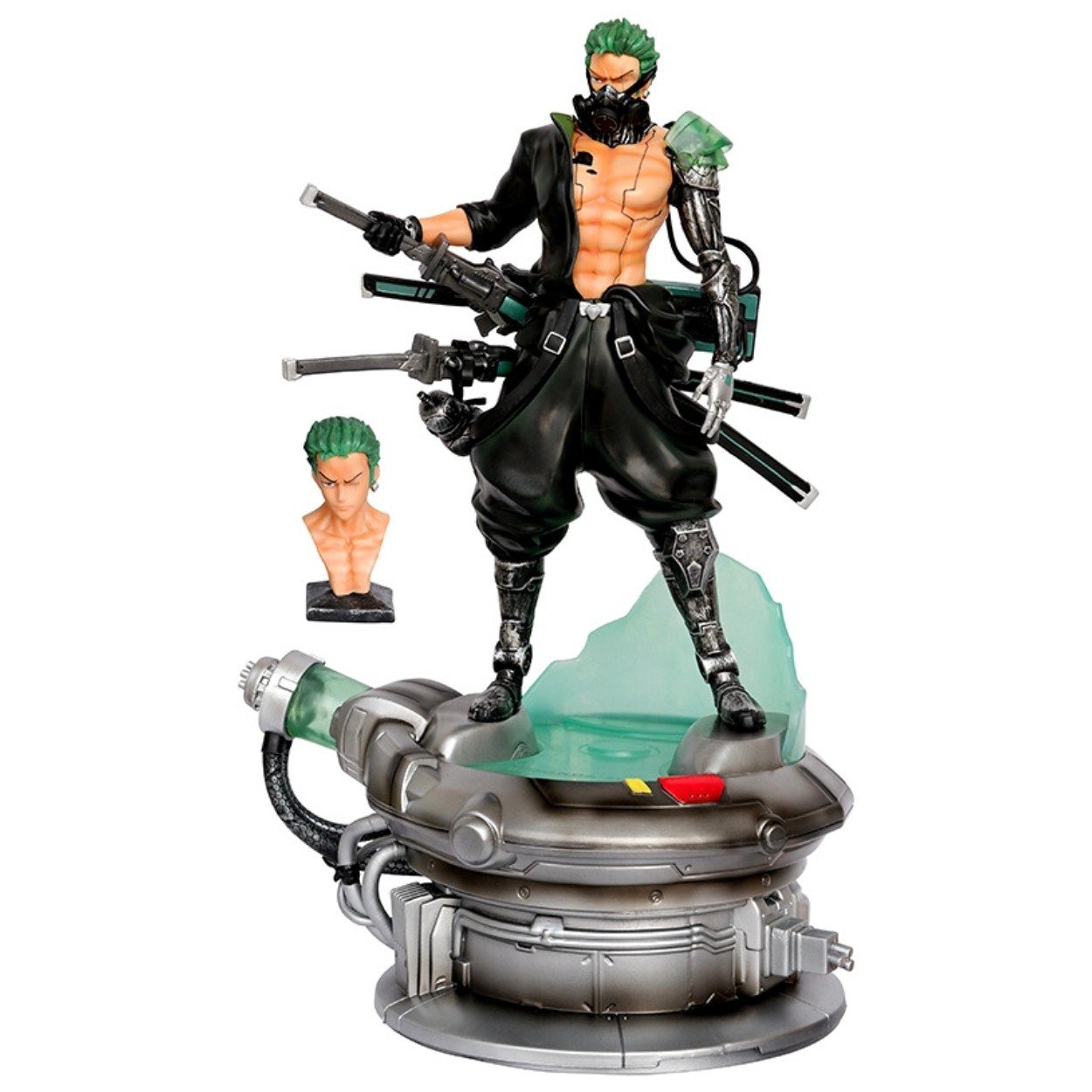 Mô Hình OnePiece Zoro máy móc - Cao 43 - rộng 28 - nặng 2kg8 + Có 1 bán thân + Có LED - Figure OnePiece - Có Hộp