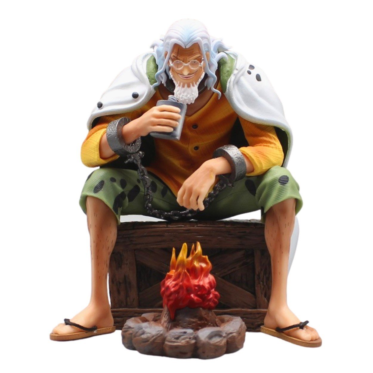 Mô Hình OnePiece Mô Hình Silvers vua bóng tối - Cao 15,5cm - rộng 12cm - nặng 800gram + FULL BOX + phụ kiện có xích tay + bếp lửa ( có LED ) + thùng gỗ -