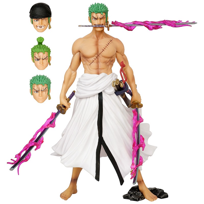 Mô Hình OnePiece  Zoro wano - Cao 24cm - nặng 400gram - Phụ kiện : 4 đầu + 3 kiếm + 3 haki -  Figure OnePiece - túi opp - no box