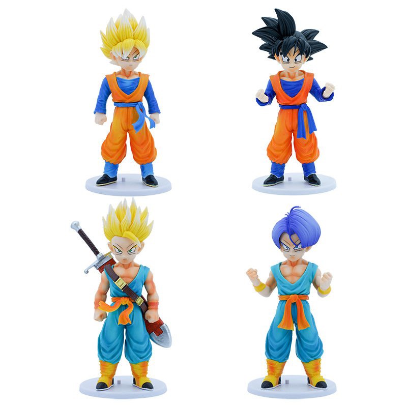 Mô Hình Dragon Ball Bộ 4 Goku và Trunks kids - cao 18-19cm - nặng 1kg2 - DragonBall - NoBox - (F-12)