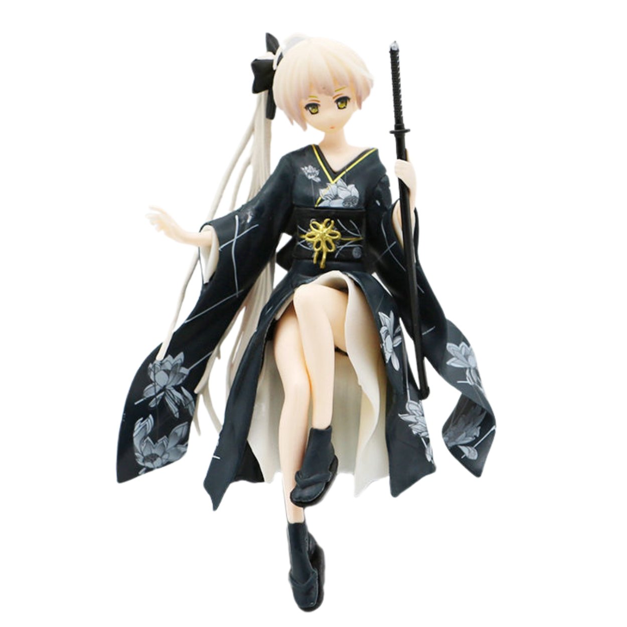 Mô Hình Kasugano Sora váy kimono Đen - Cao 9cm - nặng 100gram - Phụ kiện : không đế + 1 tay cầm quạt + 1 tay cầm kiếm + Miếng dán - Figure Kasugano Sora - No Box
