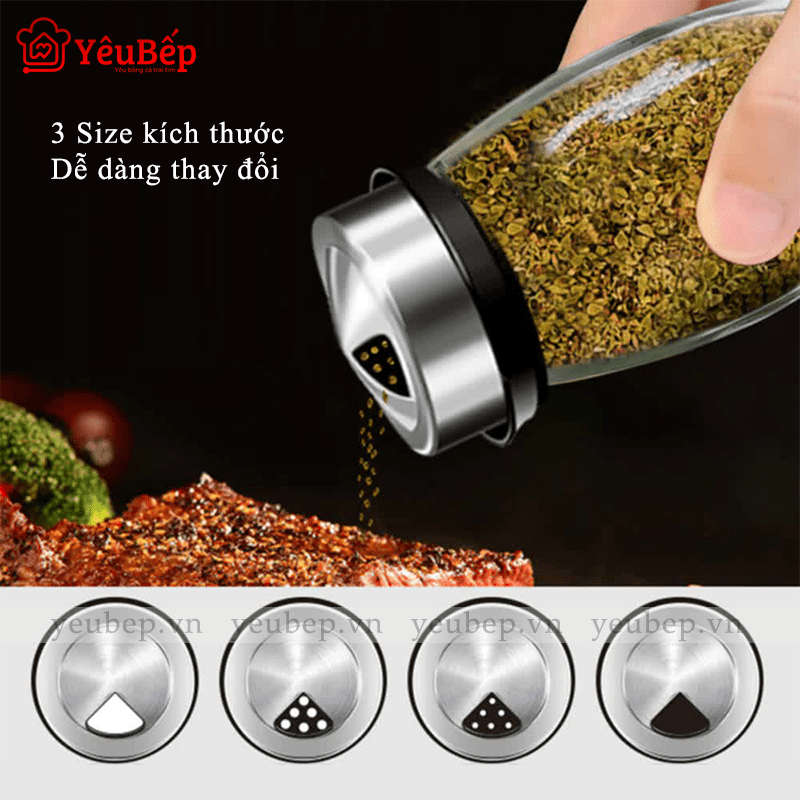 Set 6 Lọ Gia Vị Kèm Giá Đỡ Xoay 360 độ
