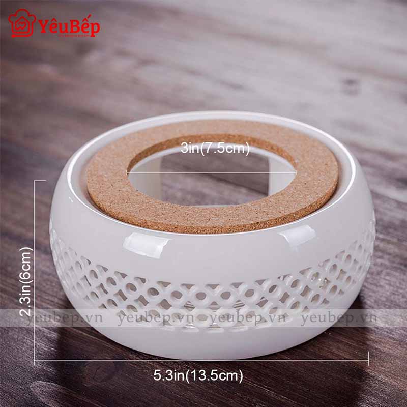 Ấm Thuỷ Tinh Pha Trà Hoa Có Đế Đốt Nến