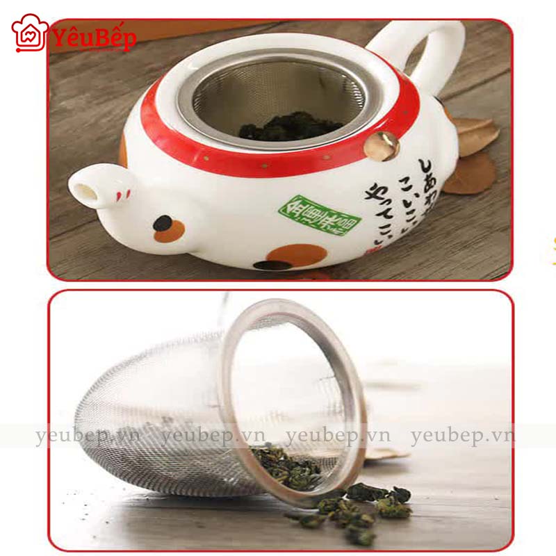 Bộ Ấm Trà Mèo Thần Tài Maneki Neko Phong Cách Nhật Bản