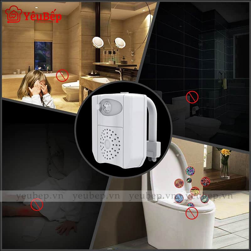 Đèn Cảm Biến 8 Màu Diệt Khuẩn Bằng Tia Cực Tím Gắn Bồn Cầu Tiện Lợi