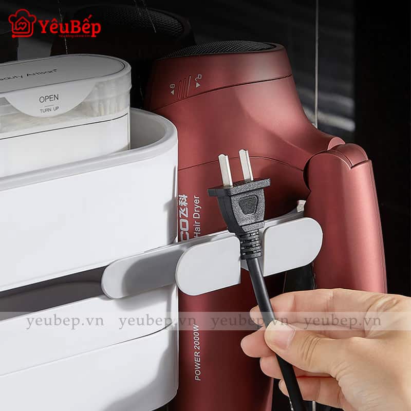 Giá Để Máy Sấy Tóc Kèm Đồ Trang Điểm Dán Tường