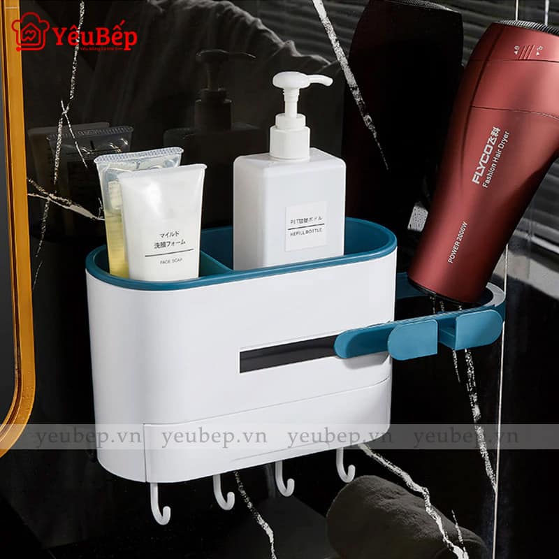 Giá Để Máy Sấy Tóc Kèm Đồ Trang Điểm Dán Tường