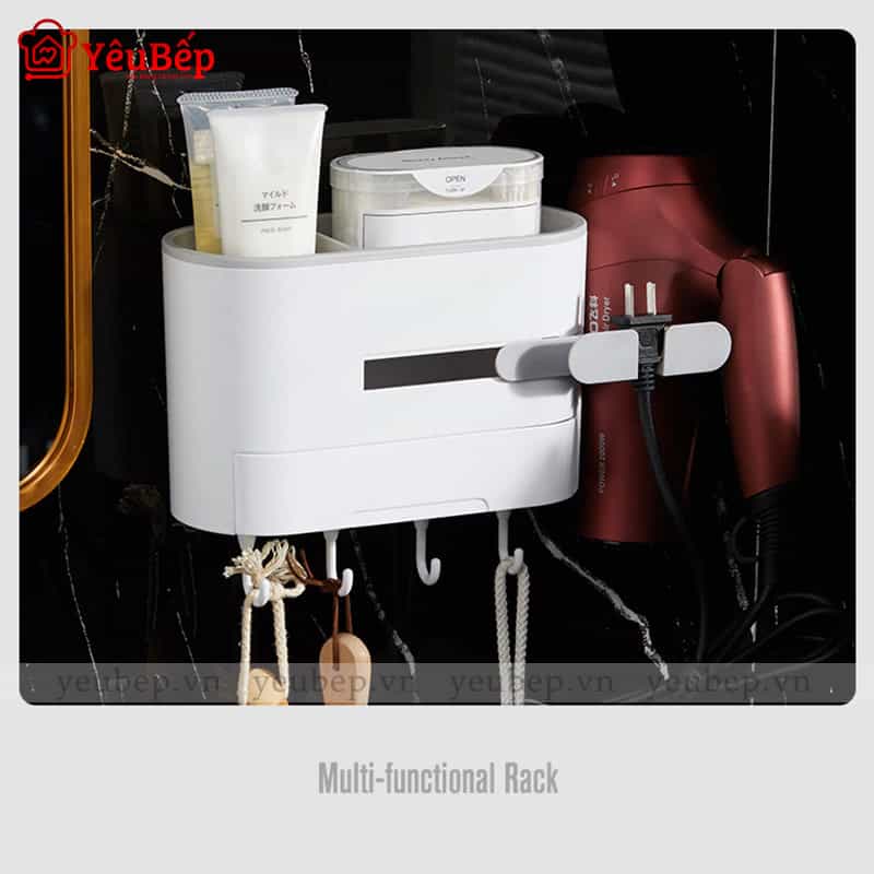 Giá Để Máy Sấy Tóc Kèm Đồ Trang Điểm Dán Tường