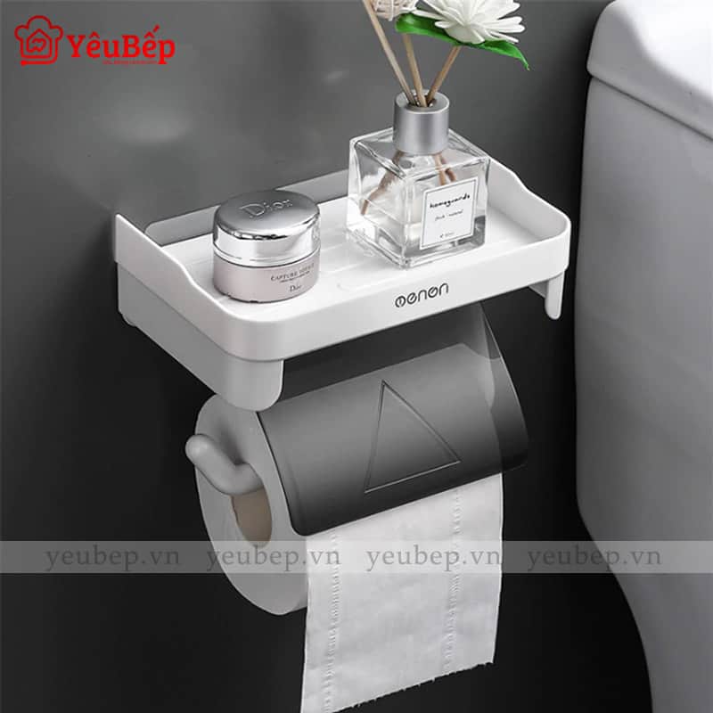 Giá Treo Giấy Vệ Sinh Kèm Giá Đỡ Dán Tường Tiện Lợi