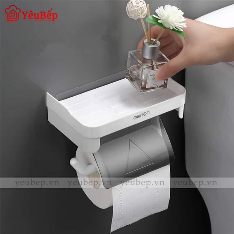 Giá Treo Giấy Vệ Sinh Kèm Giá Đỡ Dán Tường Tiện Lợi