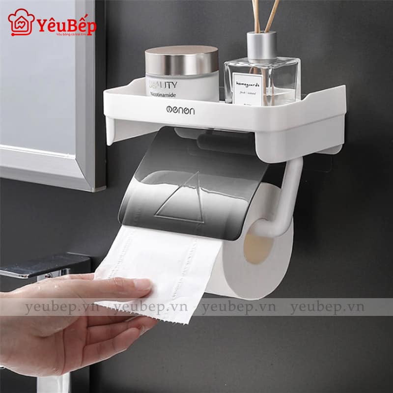 Giá Treo Giấy Vệ Sinh Kèm Giá Đỡ Dán Tường Tiện Lợi