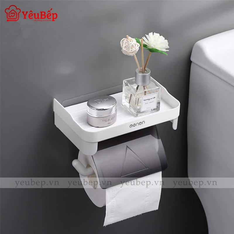 Giá Treo Giấy Vệ Sinh Kèm Giá Đỡ Dán Tường Tiện Lợi