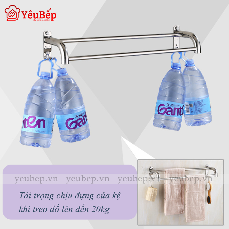 Giá Treo Khăn Phòng Tắm Inox 304 2 Tầng, Dán Tường Tiện Lợi