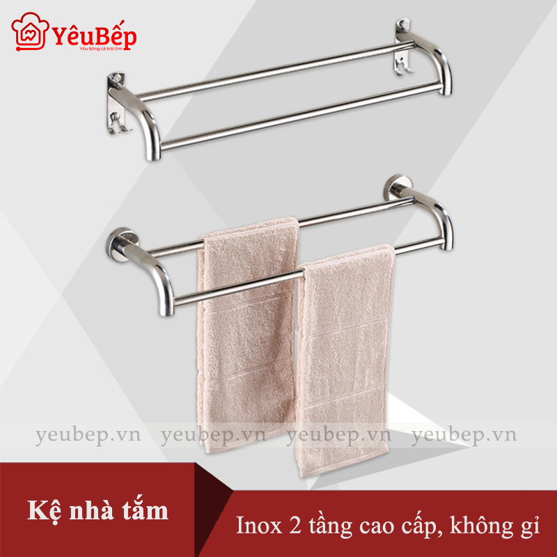 Giá Treo Khăn Phòng Tắm Inox 304 2 Tầng, Dán Tường Tiện Lợi