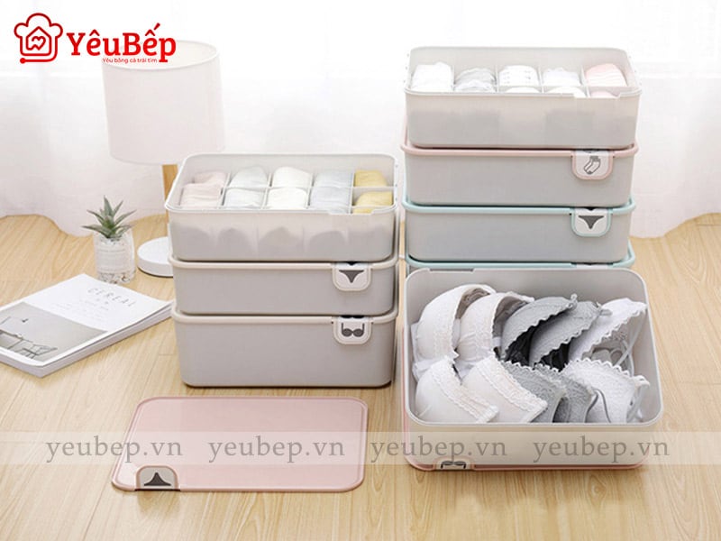 Hộp Bảo Quản Đồ Lót, Tất Bằng Nhựa Gọn Gàng Tủ Quần Áo