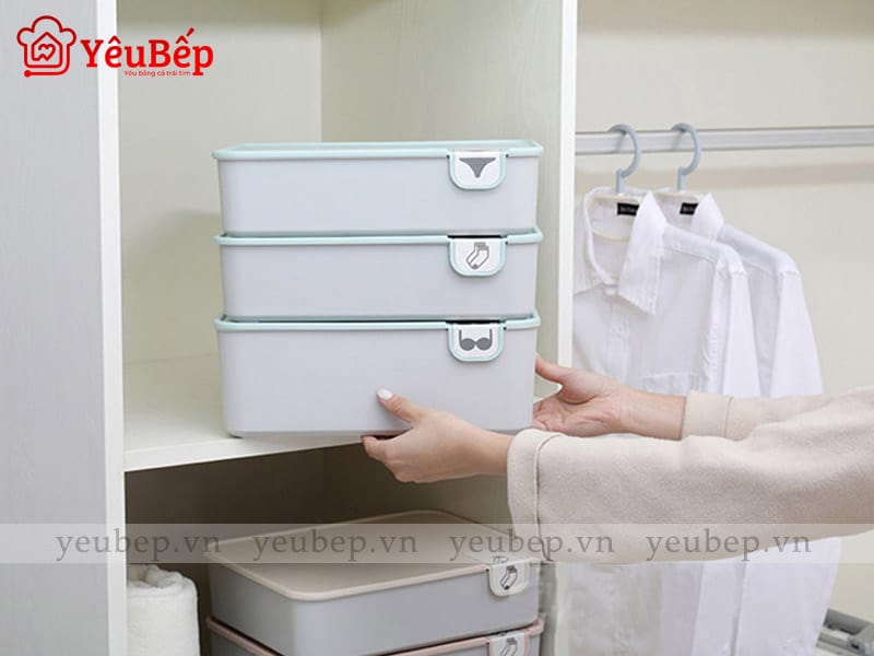 Hộp Bảo Quản Đồ Lót, Tất Bằng Nhựa Gọn Gàng Tủ Quần Áo
